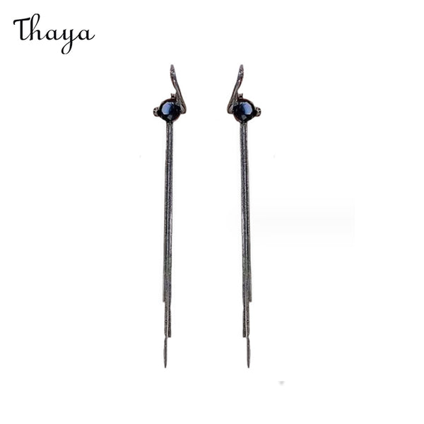 Boucles d'Oreilles Longues Tempérament Noir Thaya