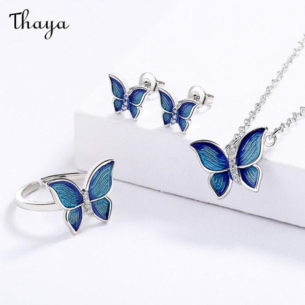 Thaya Enamel Butterfly Wings Jewelry Set