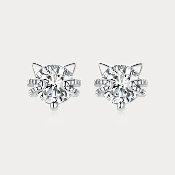 Boucles d'oreilles simples en argent 925 Thaya en forme de petit chat