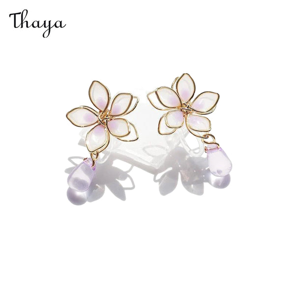 Boucles d'oreilles fleurs de cerisier colorées Thaya