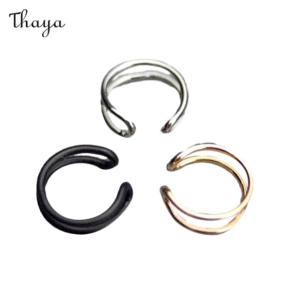 Thaya Dark  Line Geometric Ear Cuffs