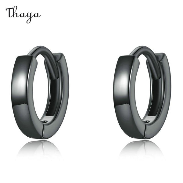 Thaya 925 Silber Minimalistische Schwarze Creolen