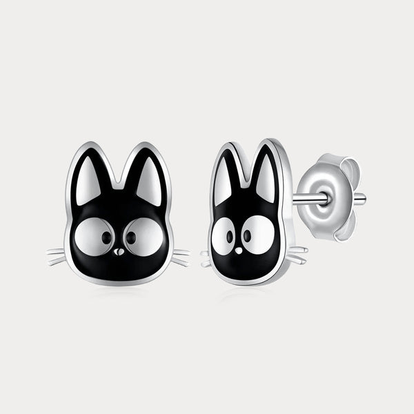 Thaya Black Cat Stud Earrings