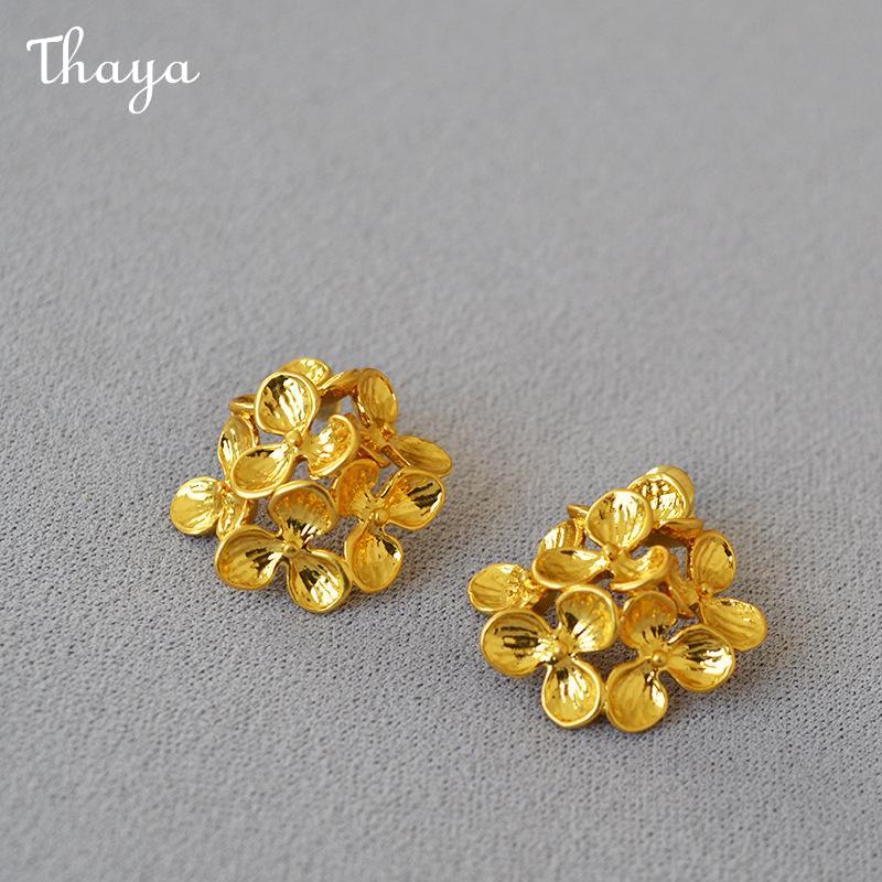 ❁aya❁ Thaya Three-Dimensional Laminated Flower Earrings