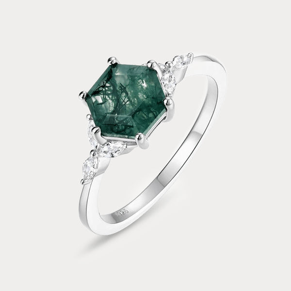 Thaya S925 Silver Moss Agate Ring
