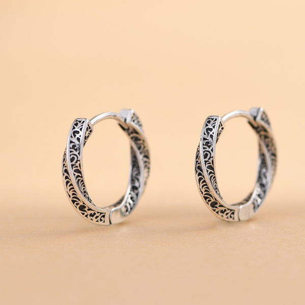 Thaya S925 Silver Patterned Hoop Earrings