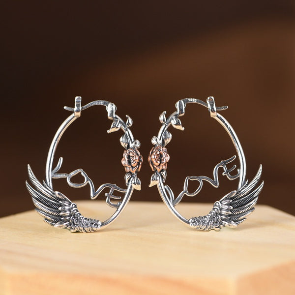 Thaya S925 Silver Love & Wings Earrings