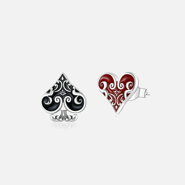 Thaya 925 Silver Vintage Heart Stud Earrings