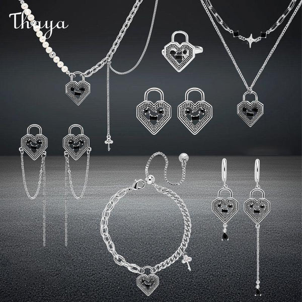 Thaya Openwork Heart  Lock Style Jewelry Set