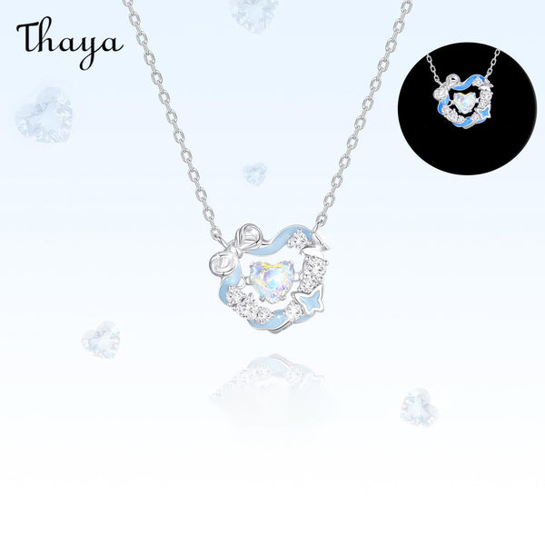 Thaya S925 Silver Bow-knot Heartbeat Floral Wreath Necklace