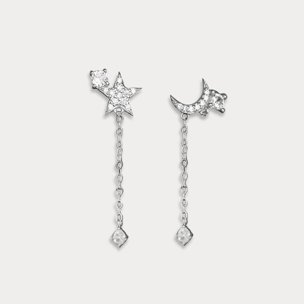 Asymmetrische Tropfenohrringe „Thaya“ mit Stern und Mond