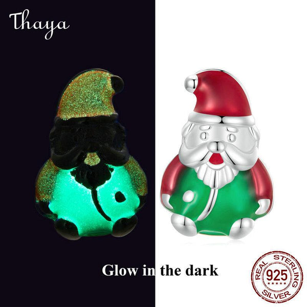 Thaya S925 Silver Christmas Luminous Santa Claus Stud Earrings