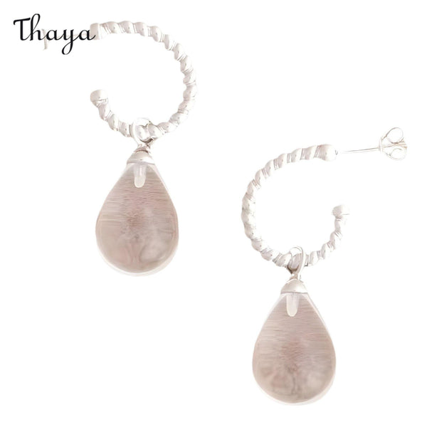 Thaya Schmuckset mit natürlichem weißen Kristall in Tropfenform