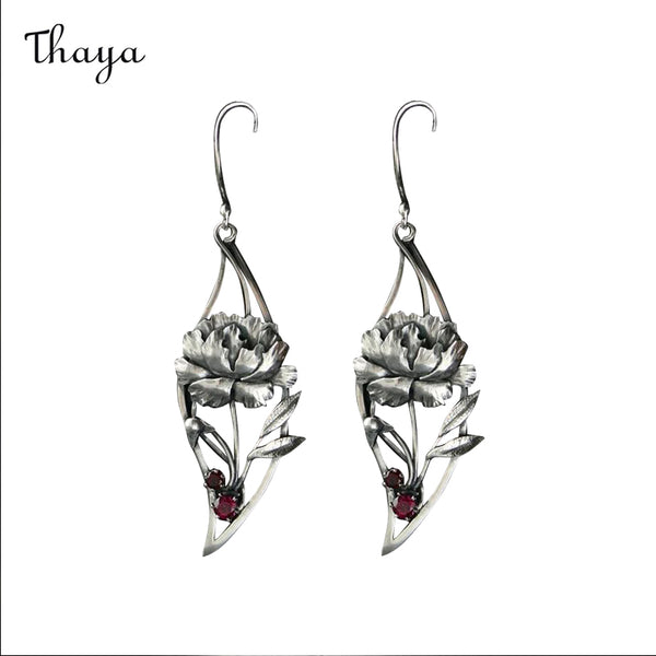 Thaya Elegant Floral Peony Earrings