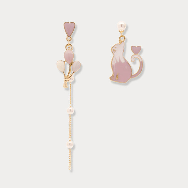 Thaya S925 Pink Cat Balloon Earrings