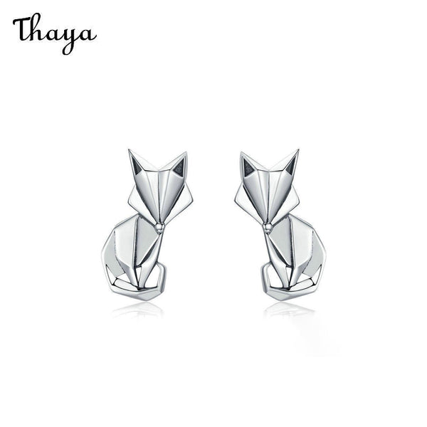 Thaya 925 Silver Origami Fox Earrings