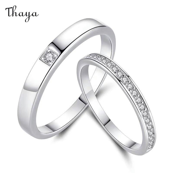 Thaya 925 Silver Love at First Sight Couple Rings