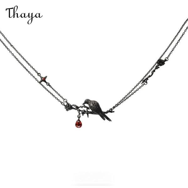 Thaya  Crow Rose Double-layer Necklace