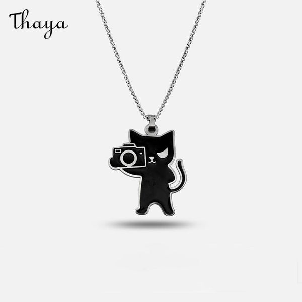 Thaya Photographic Black Cat Necklace