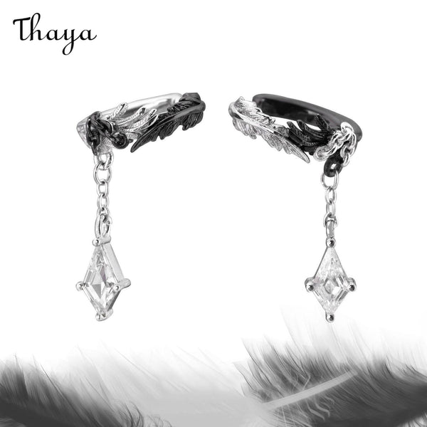 Thaya Tears Of White Doves & Crows Ear Cuff with Diamond