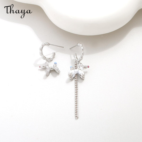 Thaya S925 Silver Balloon Dog Dangle Earrings