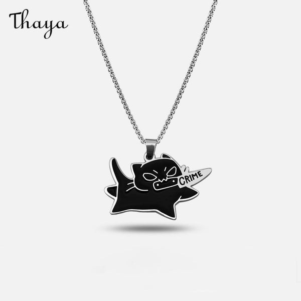 Thaya Cat Holding A Knife  Necklace