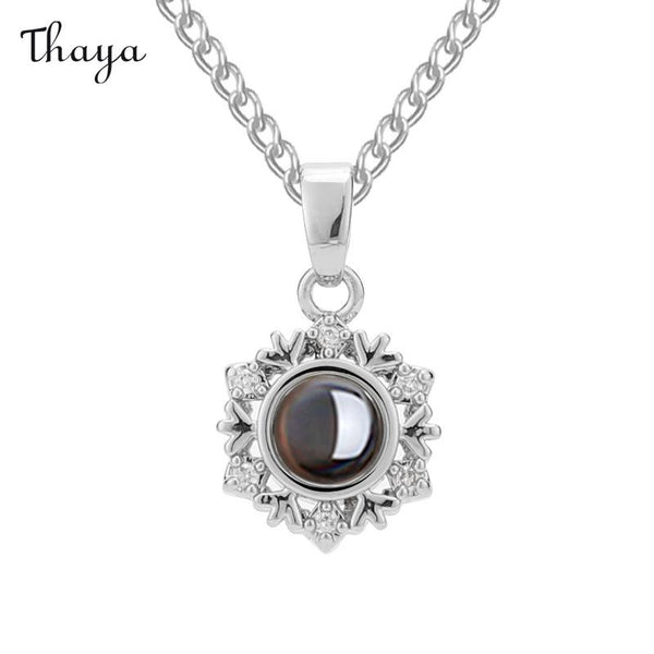 Thaya Personalized Snowflake Photo Necklace