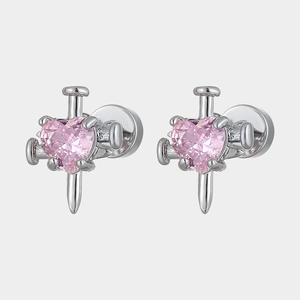 Thaya Heart Cross Earrings