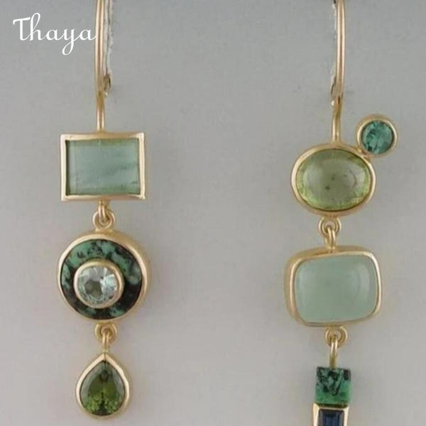 Thaya Geometric Gemstone Dangle Earrings
