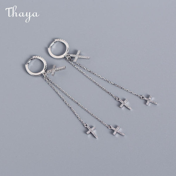 Thaya S925 Silver Cross Dangle Earrings