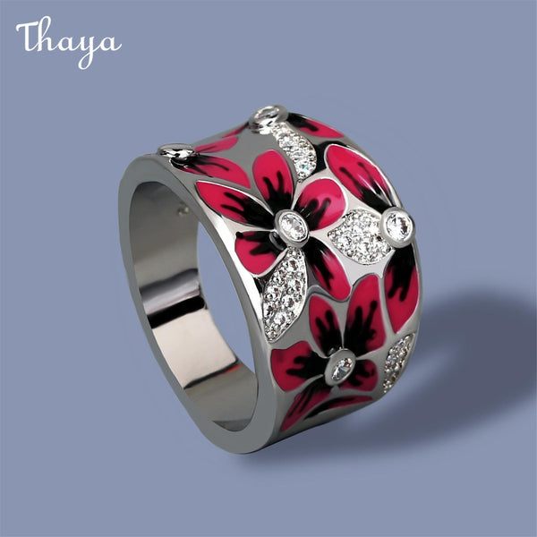 Thaya Floral Enamel Gemstone Ring