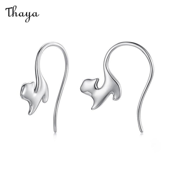 Boucles d'oreilles chat drôle en argent 925 Thaya
