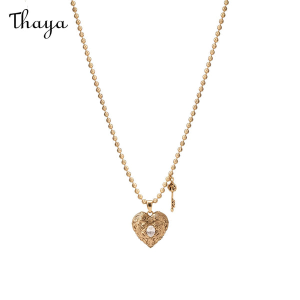 Thaya Vintage Love Lock Core Embossed Heart Necklace