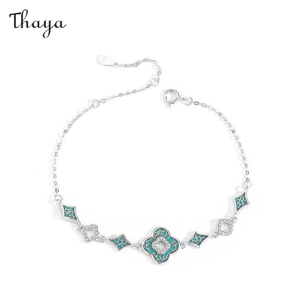 Thaya S999 Silver Clover Bracelet & Necklace