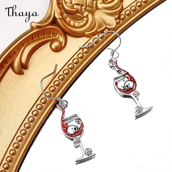Thaya er Wine Glass Skull Earrings