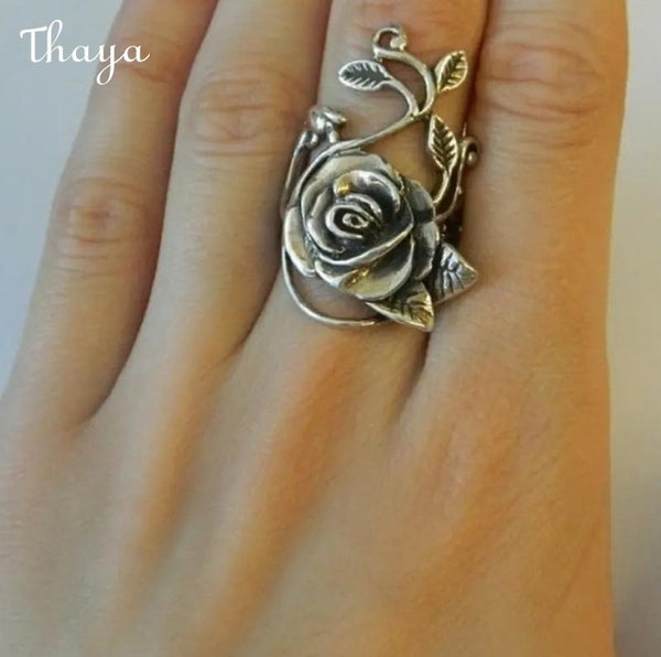 Thaya   Vintage Rose Flower Branch Vine Ring