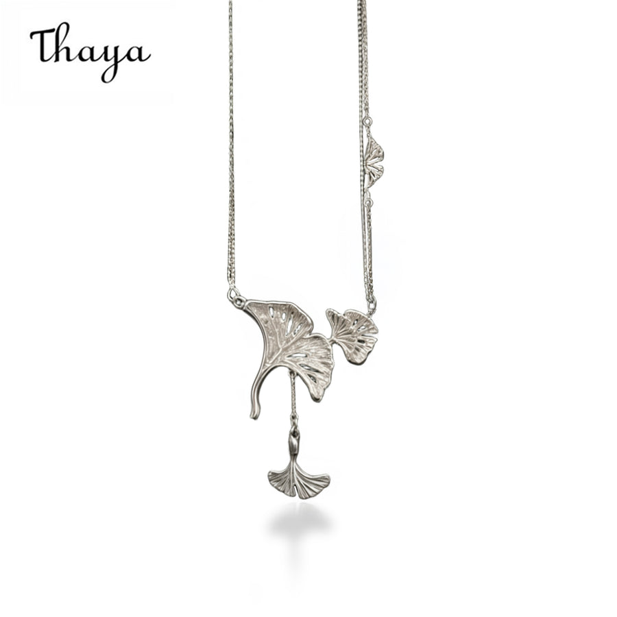 Thaya Vintage Ginkgo Leaf Tassel Necklace