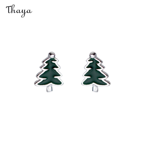 Thaya 925 Silver Cheerful Christmas Tree Earrings