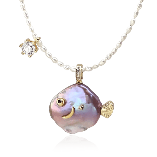 Thaya Fish Freshwater Pearl Pendant Necklace