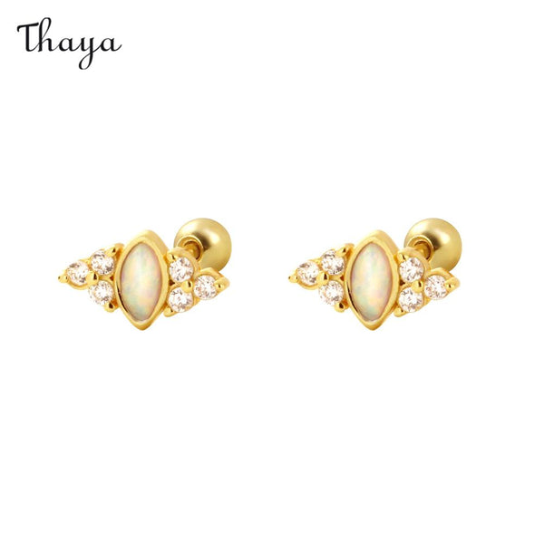 Thaya Leaf Opal Helix Earring
