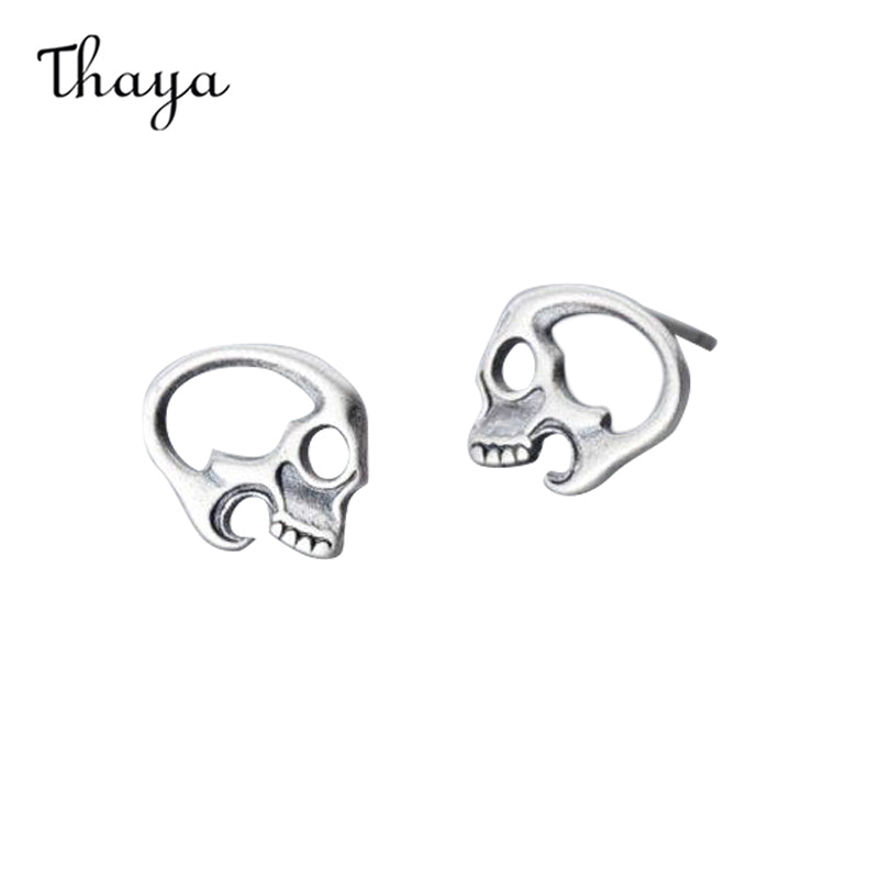 Boucles d'oreilles en argent 925 Thaya avec tête de mort creuse