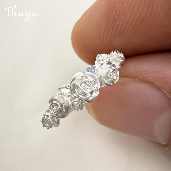 Thaya Sparkling Diamond Rose Flower Ring
