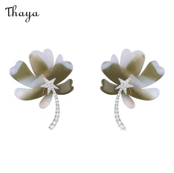 Thaya Clover Drop Earrings with Star Detail