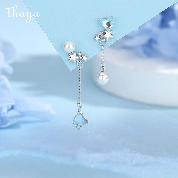 Thaya S925 Silver Romantic Galaxy  Asymmetric Tassel Earrings