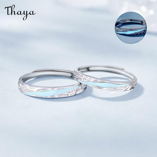 Thaya S925 Silver Luminous Enamel Light-year Couple Rings