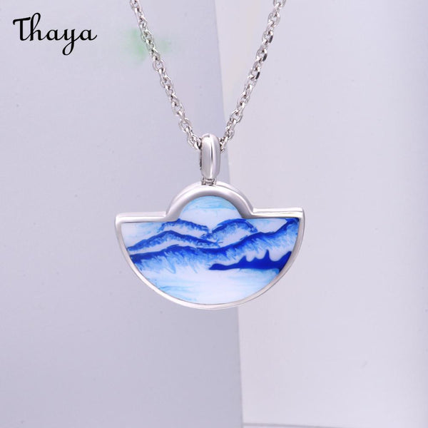 Thaya Enamel Blue Landscape Jewelry Set