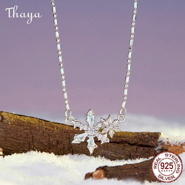 Thaya S925 Silver Christmas Ice Flower Necklace