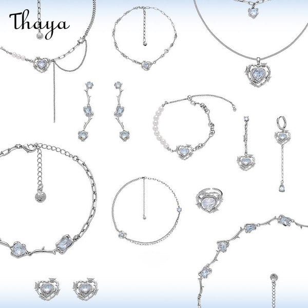 Thaya  Cool Ice Blue Zircon Heart Jewelry Set