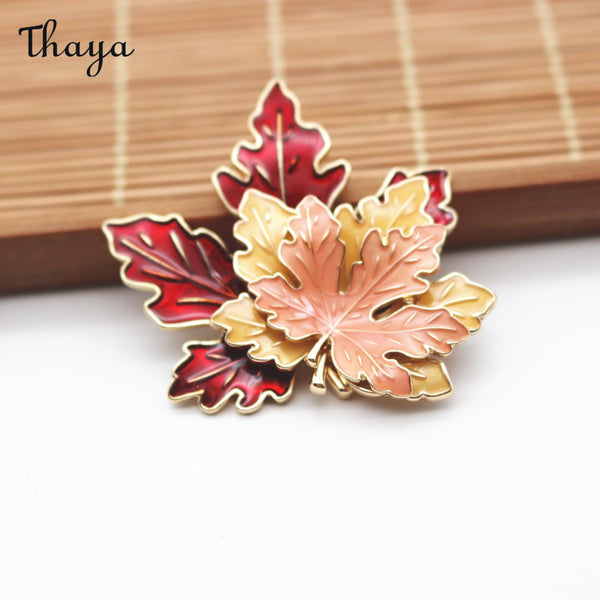 Thaya Vintage Maple Leaf Brooch & Necklace