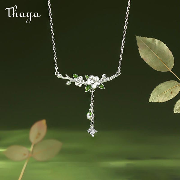 Thaya S925 Silver Jasmine Collarbone Chain Necklace
